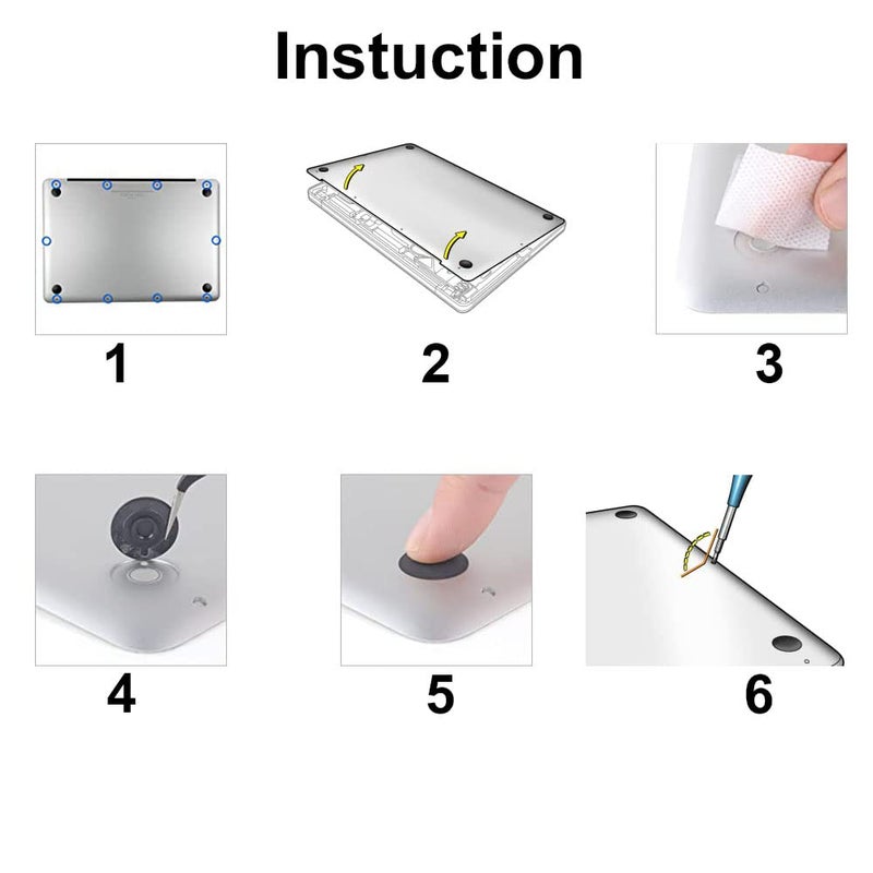 SLAUNT 4 Pack Rubber Feet 10pcs Repair Replacement Screw Compatible with Mac Book Pro Retina A1425 A1502 A1398 13" 15" Bottom Case Screw Rubber Feet and Screwdriver Repair kit - Image 5