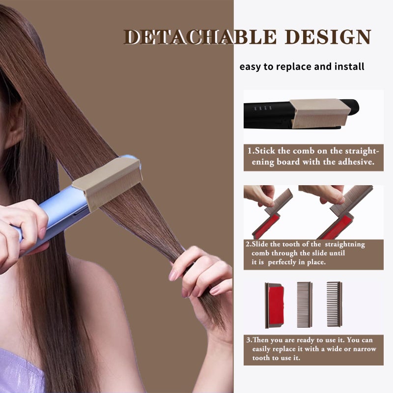 Dladhict Flat Iron Comb Attachment  Removable Hair Straightener Comb  The Comb For Flat Iron For Black Hair  Professional Or Home Use Compact Straightening Comb Styling Tool (Brown) - Image 2