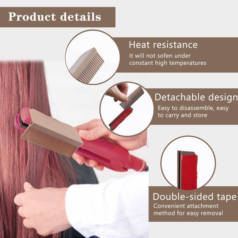Dladhict Flat Iron Comb Attachment  Removable Hair Straightener Comb  The Comb For Flat Iron For Black Hair  Professional Or Home Use Compact Straightening Comb Styling Tool (Brown) - Image 5
