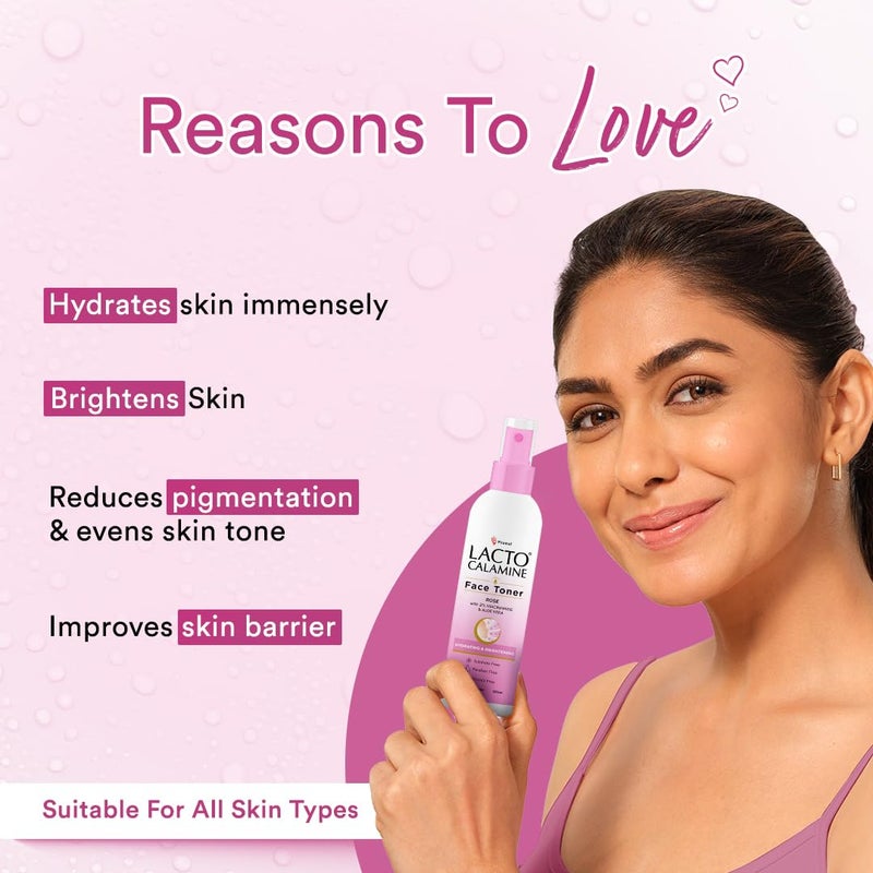 Lacto Calamine Lacto Calamine Rose Water Toner For Glowing Skin120ml Each Pack of 2 Gulab Jal Face TonerRosewater Aloe Vera 2 Niacinamide Cleanses Hydrates Moisturises SkinNo SulphateAlcohol Parabens - Image 2