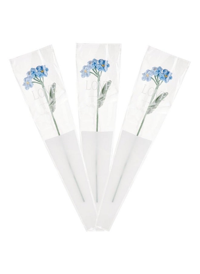 FINGERINSPIRE FINGERINSPIRE 3 pcs Crochet Forget Me Not Flower Light Sky Blue Handmade Crocheted Forget Me Not Flower Bouquet Cotton Knitting Artificial Fake Flower for Home Decoration, Wedding Bouquet, Gift  - Image 1
