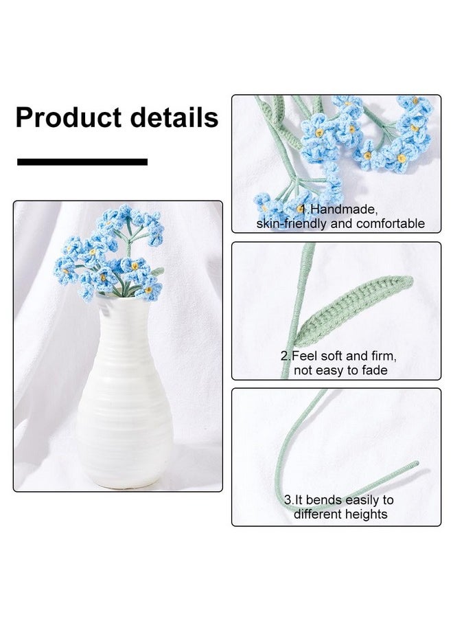 FINGERINSPIRE FINGERINSPIRE 3 pcs Crochet Forget Me Not Flower Light Sky Blue Handmade Crocheted Forget Me Not Flower Bouquet Cotton Knitting Artificial Fake Flower for Home Decoration, Wedding Bouquet, Gift  - Image 4