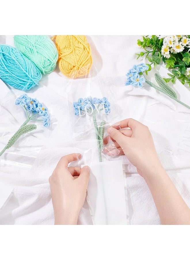 FINGERINSPIRE FINGERINSPIRE 3 pcs Crochet Forget Me Not Flower Light Sky Blue Handmade Crocheted Forget Me Not Flower Bouquet Cotton Knitting Artificial Fake Flower for Home Decoration, Wedding Bouquet, Gift  - Image 3