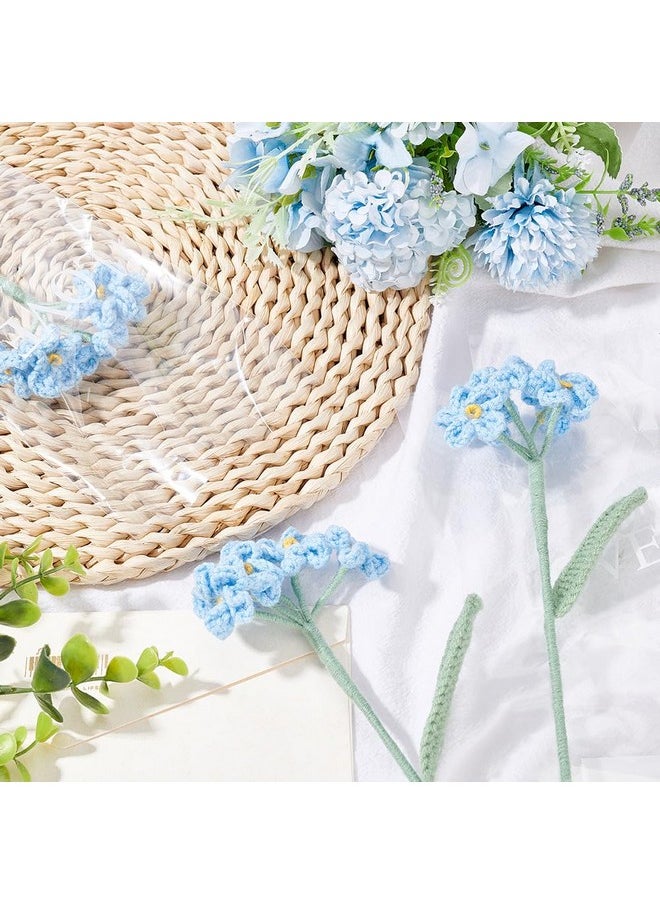 FINGERINSPIRE FINGERINSPIRE 3 pcs Crochet Forget Me Not Flower Light Sky Blue Handmade Crocheted Forget Me Not Flower Bouquet Cotton Knitting Artificial Fake Flower for Home Decoration, Wedding Bouquet, Gift  - Image 5