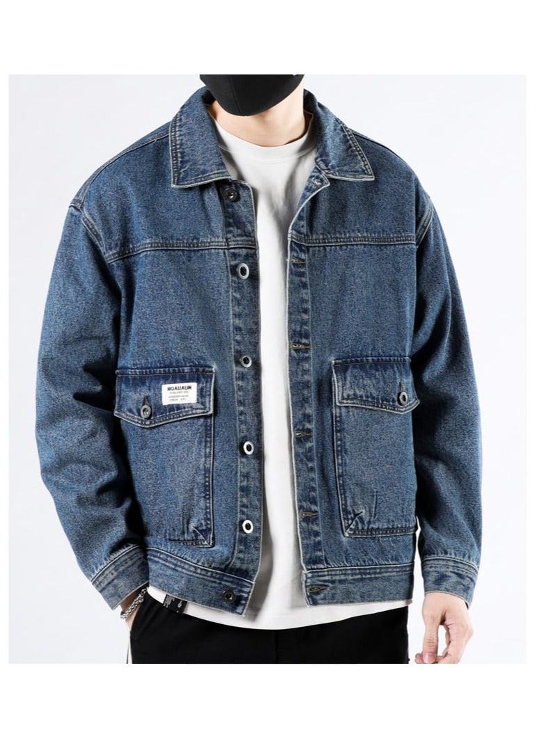 Fashionable Men's Lapel Casual Men's Denim Jacket  - Image 2