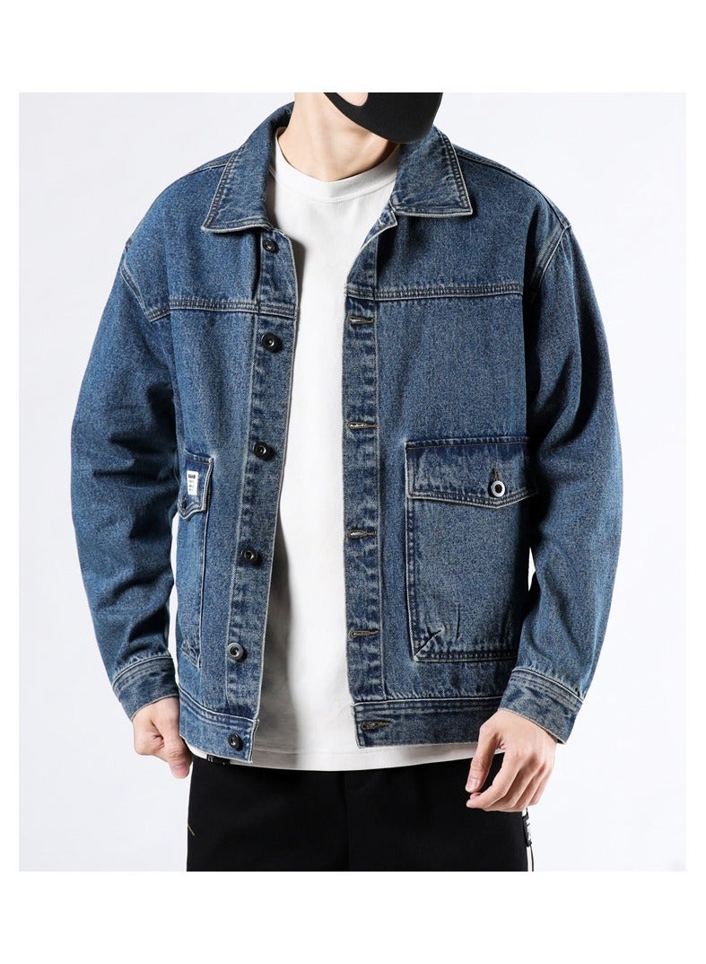 Fashionable Men's Lapel Casual Men's Denim Jacket  - Image 3