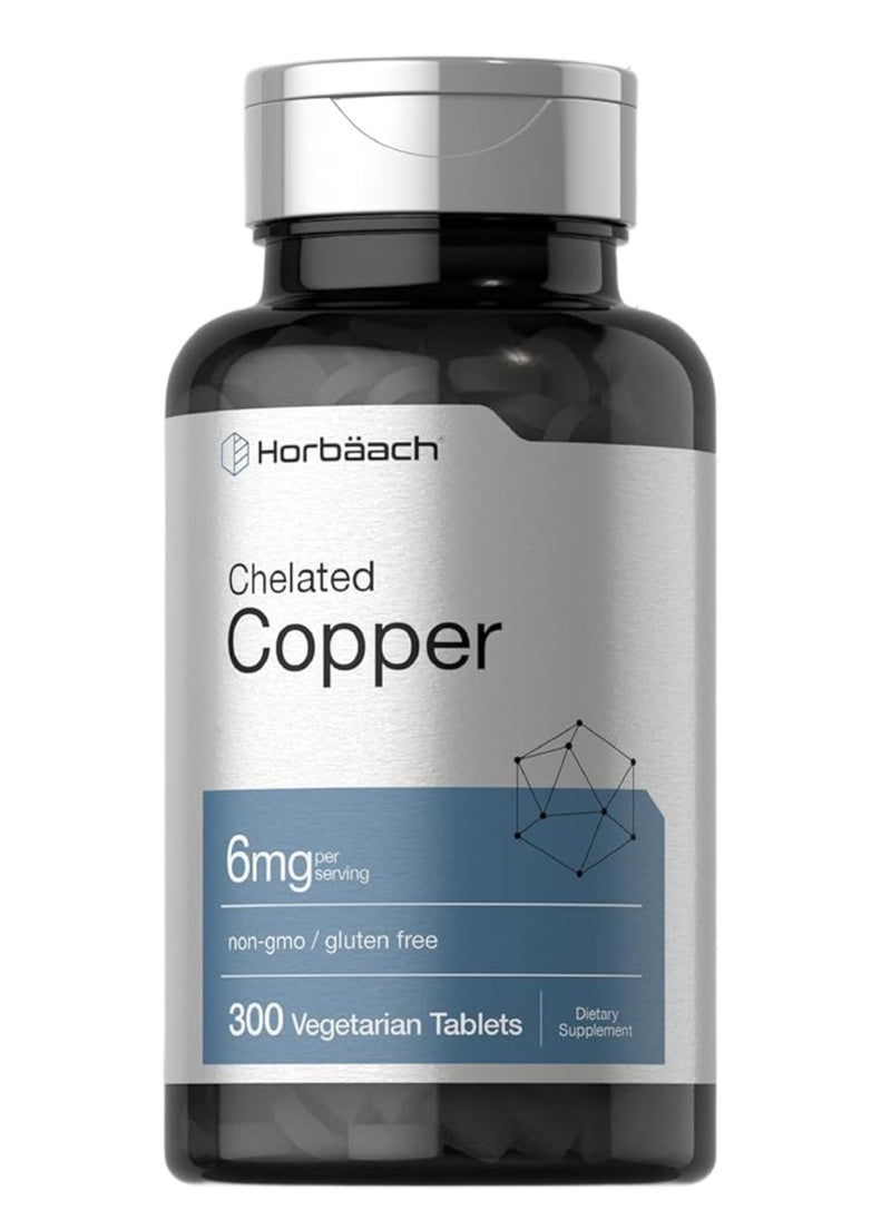 Horbäach - Chelated Copper 6mg - 300 Vegetarian Tablets - Image 1