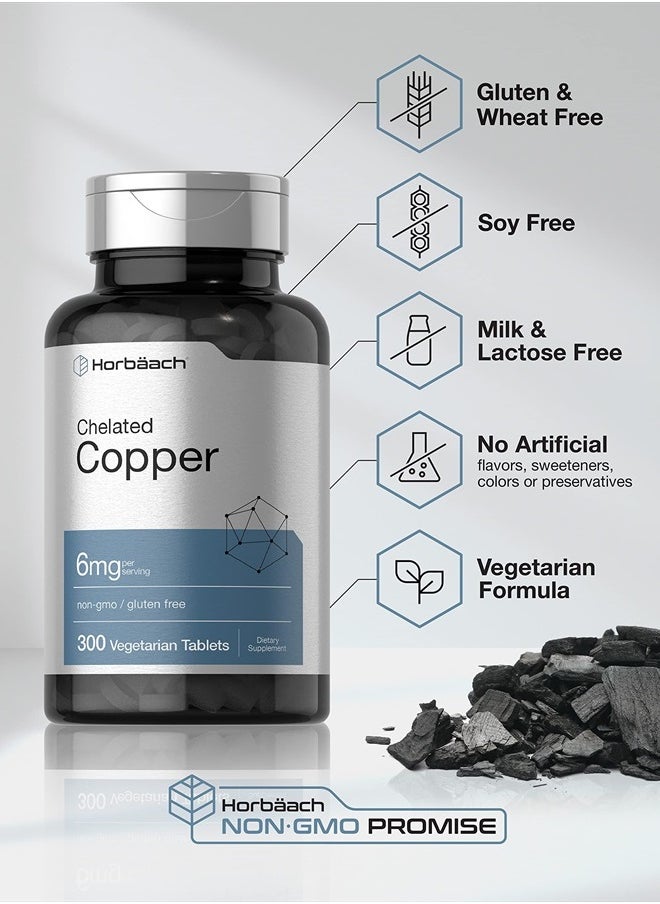 Horbäach - Chelated Copper 6mg - 300 Vegetarian Tablets - Image 1