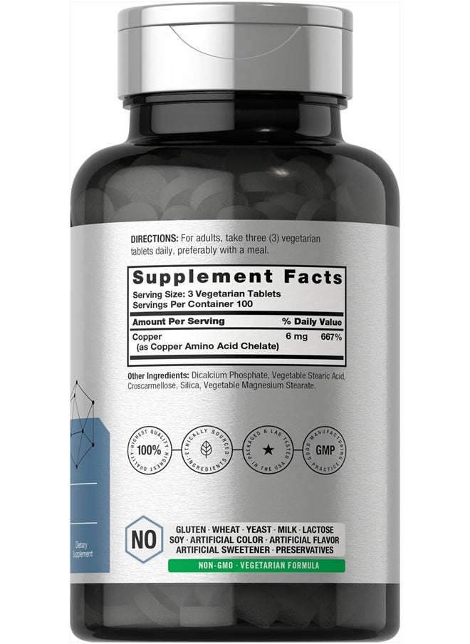 Horbäach - Chelated Copper 6mg - 300 Vegetarian Tablets - Image 1