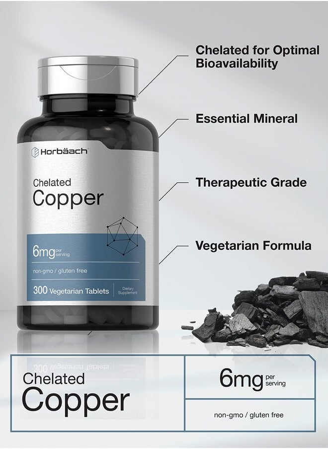 Horbäach - Chelated Copper 6mg - 300 Vegetarian Tablets - Image 1