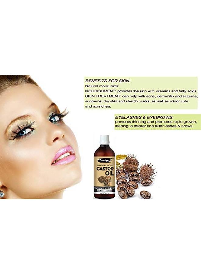 AROMATIQUE زيت الخروع المعصور على البارد للبشرة والشعر والرموش مرطب للبشرة (200 مل) - Image 3