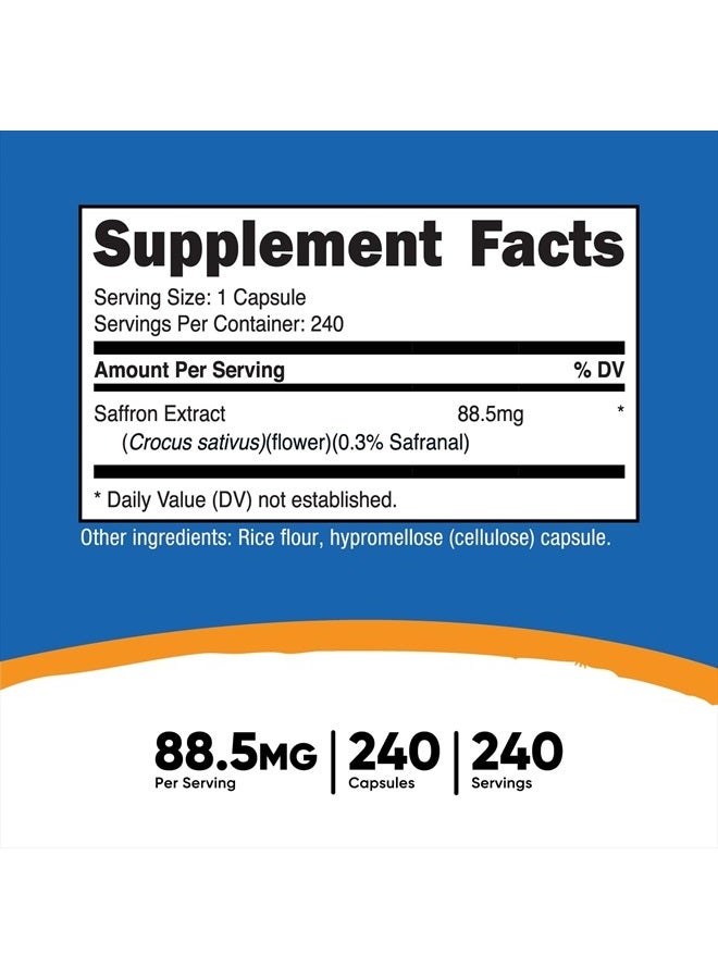 Nutricost مستخلص الزعفران 88.5 ملغ، 240 كبسولة - كبسولات نباتية، غير معدلة وراثيًا، خالية من الغلوتين - Image 2