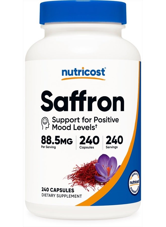 Nutricost مستخلص الزعفران 88.5 ملغ، 240 كبسولة - كبسولات نباتية، غير معدلة وراثيًا، خالية من الغلوتين - Image 1