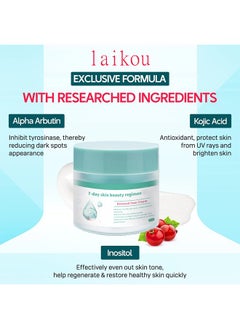 Laikou Face Cream 7-day skin beauty regimen,  Renewal Face Cream , Melasma, freckles,age spots, wrinkles,Smoother, whitening Brightens skin, also tightens pores Combination of Alpha Arbutin and Kojic Acid, along with many effective ingredients in treating pigmentation 50g  - Image 3
