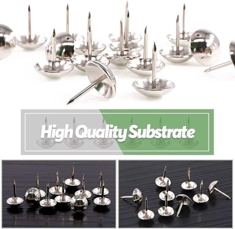 Keadic 250Pcs 5/8" (16mm) Antique Upholstery Tacks Furniture Nails Pins Assortment Kit for Upholstered Furniture Cork Board or DIY Projects - Silver - Image 5