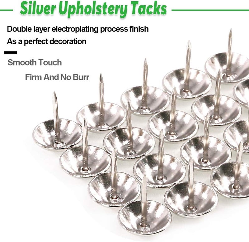 Keadic 250Pcs 5/8" (16mm) Antique Upholstery Tacks Furniture Nails Pins Assortment Kit for Upholstered Furniture Cork Board or DIY Projects - Silver - Image 4