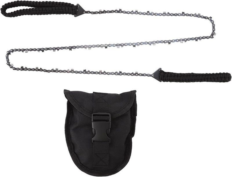 48 Inch Hand Chain Saw with Black Paracord Manganese Steel for Camping Survival Backpacking - Image 1