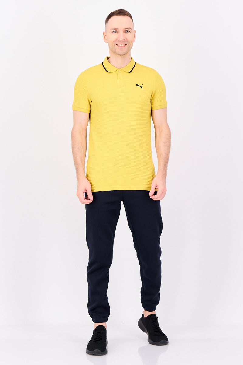 PUMA Men Sportswear Fit Embroidered Logo Short Sleeve Outdoor Polo Shirt, Yellow - Image 2