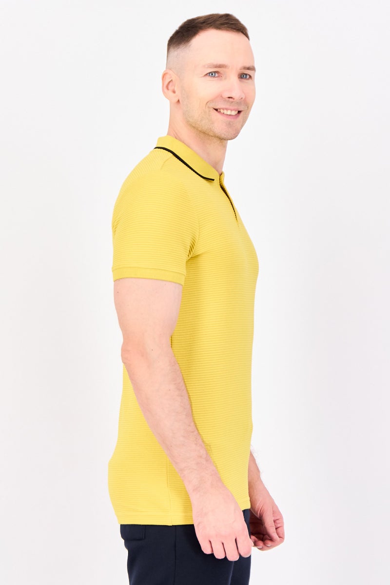 PUMA Men Sportswear Fit Embroidered Logo Short Sleeve Outdoor Polo Shirt, Yellow - Image 4