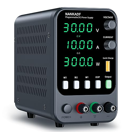 NANKADF DC Power Supply, 30V 10A Bench Power Supply with Memory Storage & Recall，Variable Power Suppy with Encoder Adjustment Knob, 5V/3.6A USB Quick-Charge & OCP Short Circuit Alarm (0-30v 0-10a) - Image 1