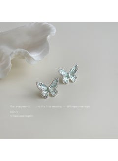 Mint Mambo Green Zircon Butterfly Stud Earrings 4423 Silver Needle Mamba Green Butterfly Stud Earrings