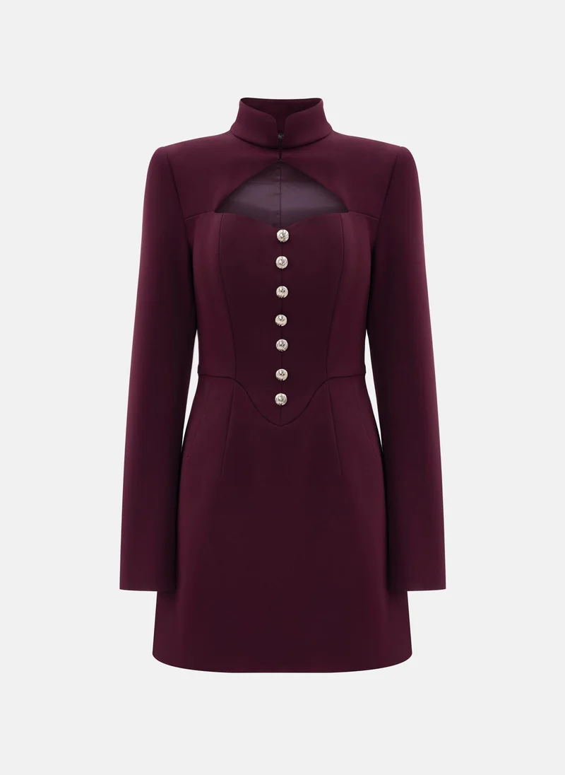 Lichi Mini dress with a cut-out at the chest and large buttons