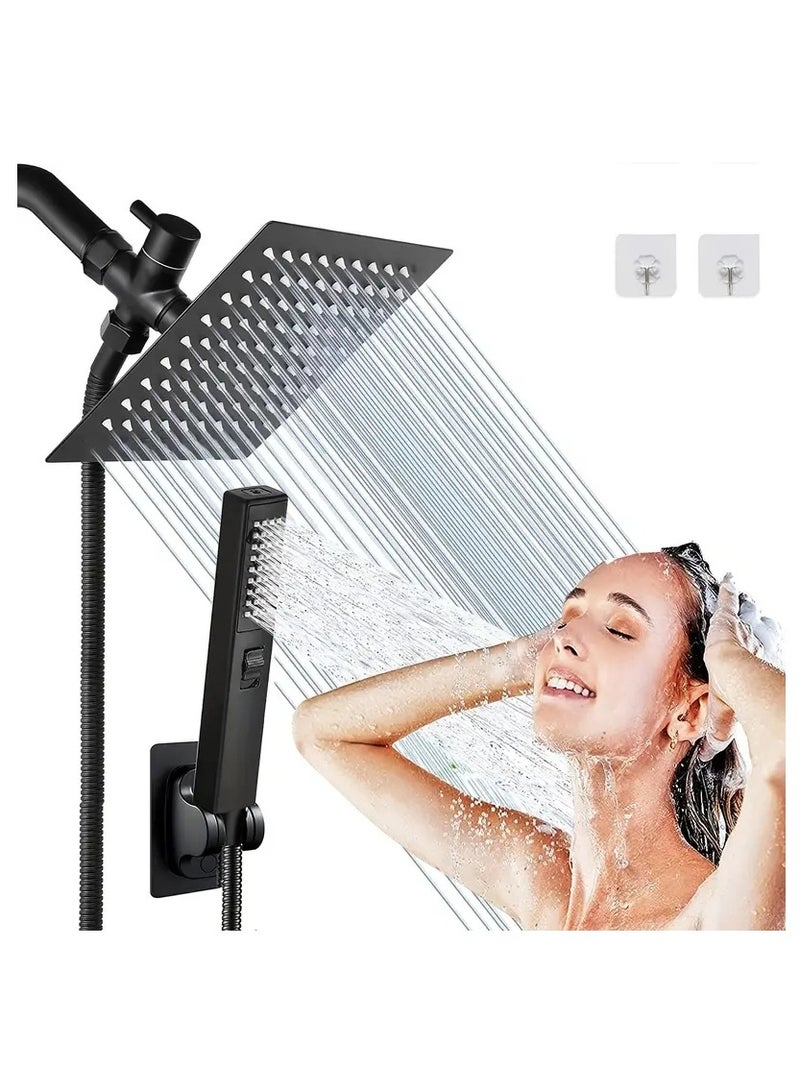 Transform Your Shower Experience with a 6 High Pressure RainShower Head and Two-in-One Handheld Set, Plus 78 Extra LongHose, 3-Way Diverter, and Adhesive Shower Head Holder! - Image 1