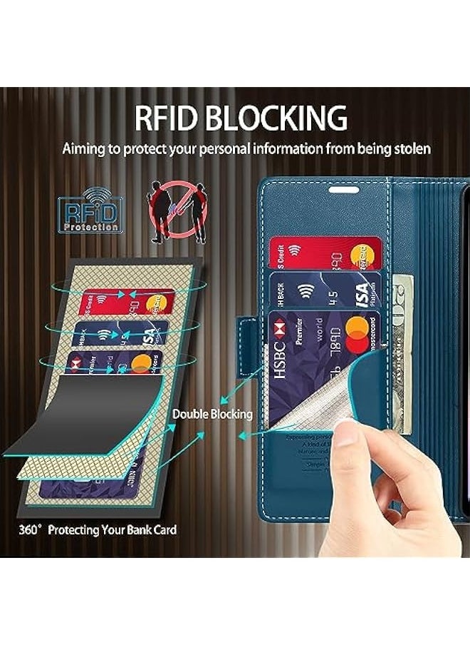 Generic - Samsung Galaxy A71 4G Leather Wallet Case with Credit Card Holder and Magnetic Stand - Fashion Blue - Image 1