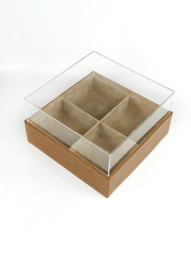 لمسة إبداع صندوق مجوهرات مع فاصل قابل للإزالة | صندوق تخزين | صندوق متعدد الأغراض | منظم مجوهرات | علبة مجوهرات بغطاء شفاف - Image 1