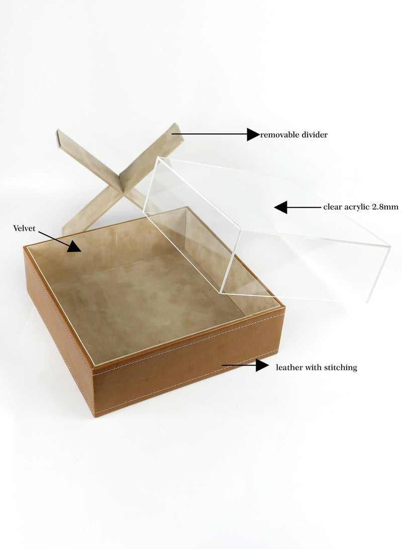 لمسة إبداع صندوق مجوهرات مع فاصل قابل للإزالة | صندوق تخزين | صندوق متعدد الأغراض | منظم مجوهرات | علبة مجوهرات بغطاء شفاف - Image 4