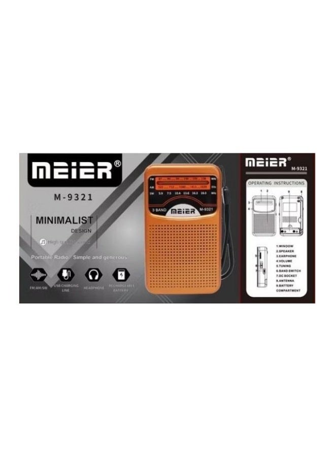 Meier Mini rechargeable multi-band classic radio with rechargeable battery + Type-C charging cable - Image 3