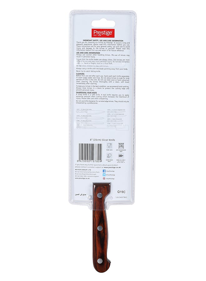 Prestige Slicer Knife Silver/Brown 8inch - Image 2