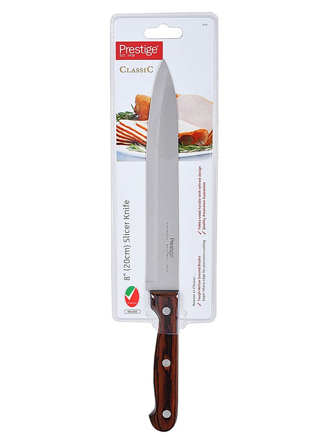 Prestige Slicer Knife Silver/Brown 8inch - Image 1