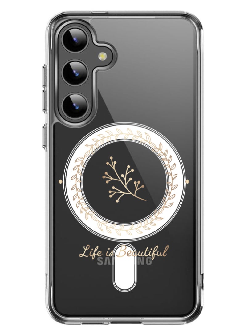 Theodor Magnetic Case for Samsung Galaxy S24 Plus 6.7-inch Compatible with MagSafe Wireless Charging, Shockproof Phone Bumper Cover Life is Beautiful - Image 1