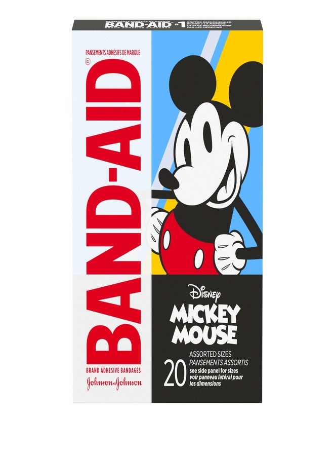 Band-Aid Brand Adhesive Bandages for Minor Cuts & Scrapes, Wound Care Featuring Disney's Mickey Mouse, Fun Bandages for Kids and Toddlers, Assorted Sizes, 20 Count - Image 1