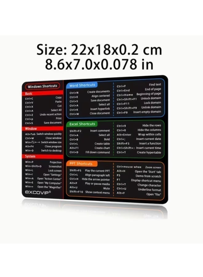 excovip Shortcuts Mouse Pad for Windows Office/Word/Excel/Power Point. Non-Slip Rubber Base for Home Computer/Laptop - Image 2