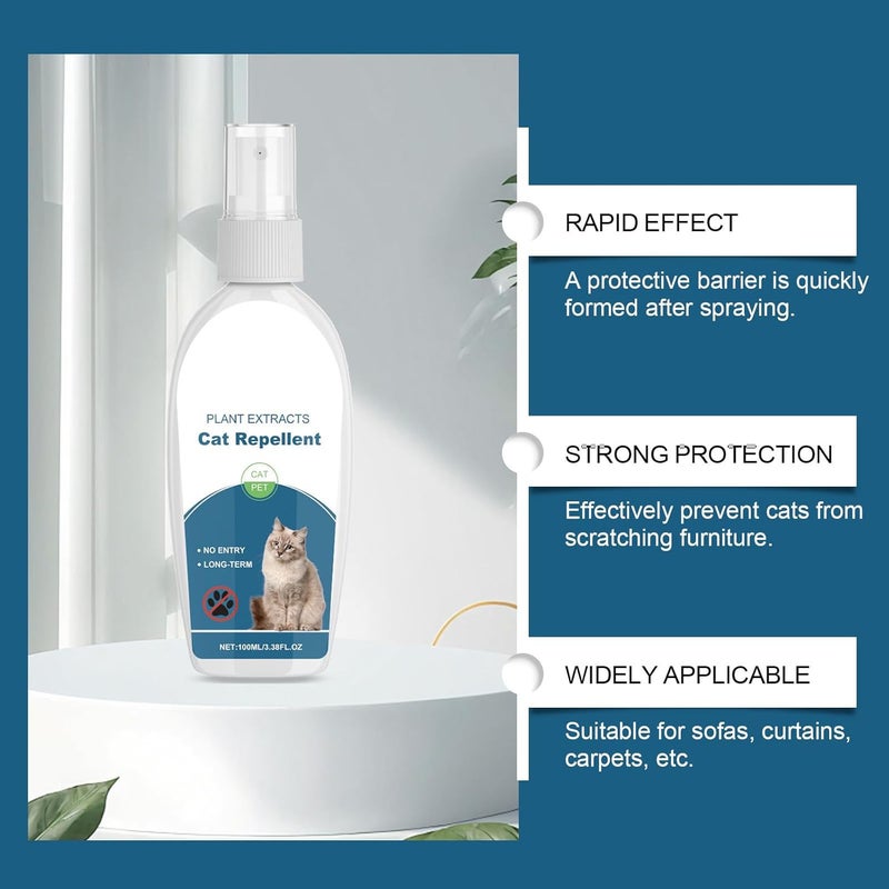 SWIUKPHE Cat Repellent Spray (100ml), Plant-Based, Non-Toxic Training Aid for Indoor Outdoor Use – Protects Furniture, Rugs, Curtains from Scratching, Digging, Chewing – Safe and Effective Deterrent - Image 3