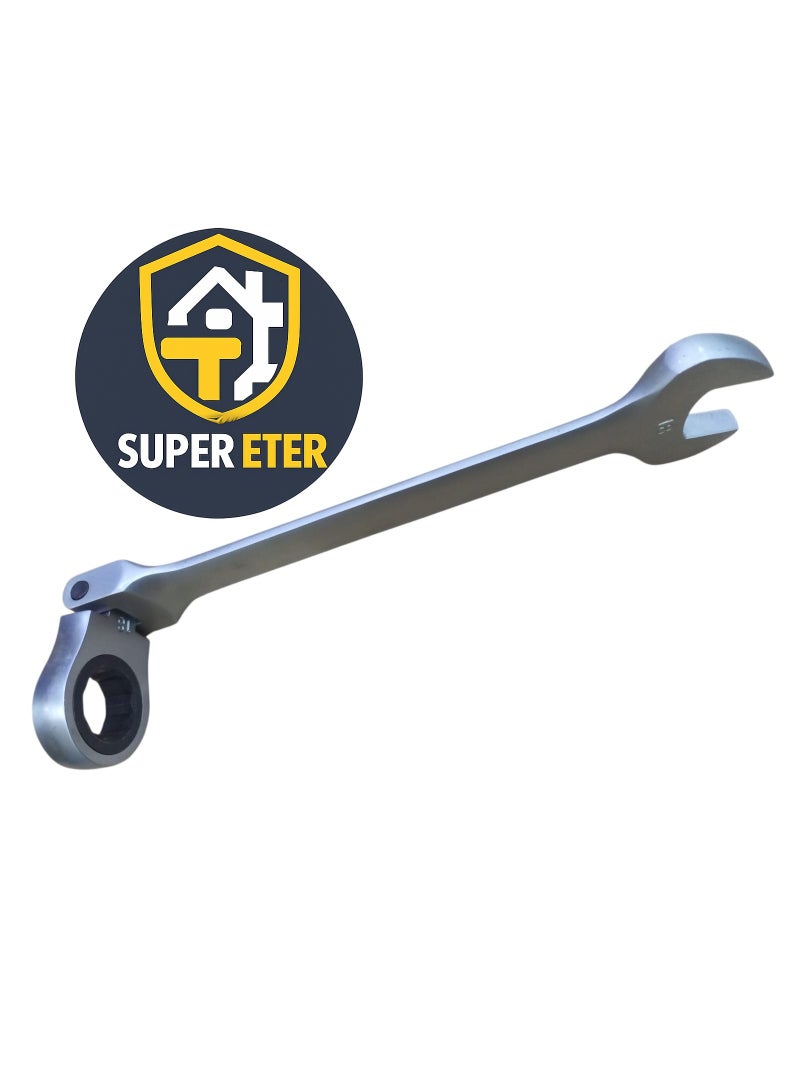 سوبر  ايتير مفتاح مشترك مرن كروم فاناديوم مقاس 18 مم من SUPER ETER – ذراع طويل، رأس حلقي مرن، قوة عالية للاستخدام الصناعي – موديل 10005008 – وزن 300 جرام - Image 4
