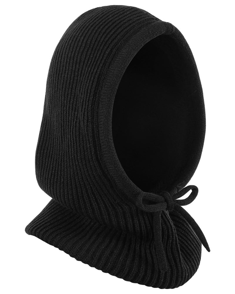 Jikuzfu Winter Balaclava Hat for Men Women,Windproof Blend Hooded Scarf Hat Warm Fleece Lined Neck Gaiter Beanie Cap for Cold Weather Black - Image 1