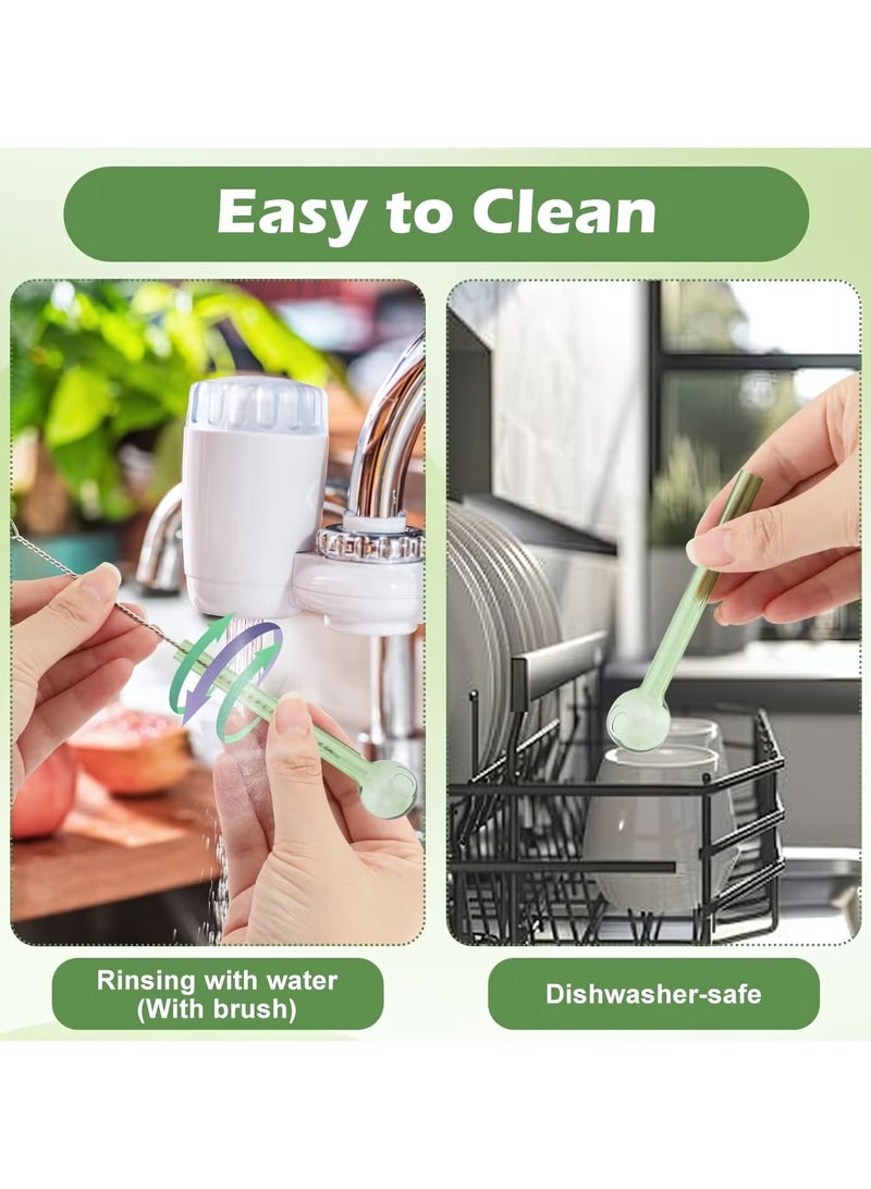 8 Pcs Glass Straws Shatter Resistant, 4 Inch Reusable Glass Straw With Cleaning Brush, Dishwasher Safe, Drinking Straws with Ball Ends For Shakes, Juices, Smoothies, Coffee - Image 4