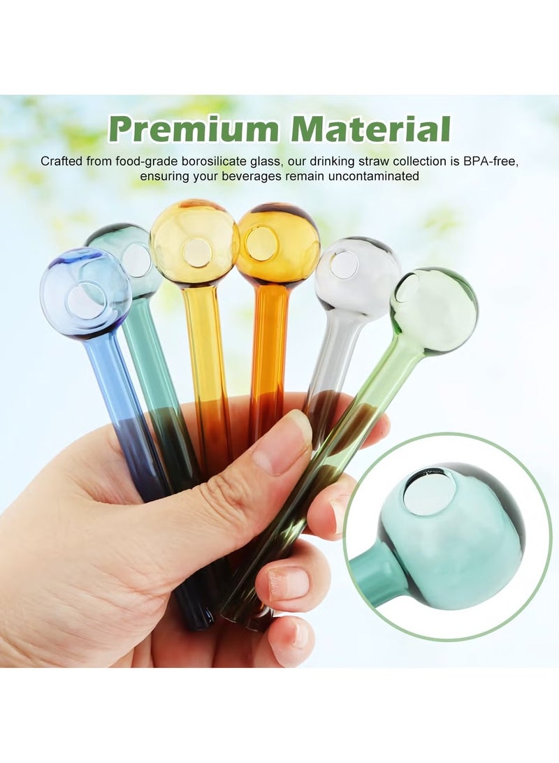 8 Pcs Glass Straws Shatter Resistant, 4 Inch Reusable Glass Straw With Cleaning Brush, Dishwasher Safe, Drinking Straws with Ball Ends For Shakes, Juices, Smoothies, Coffee - Image 5