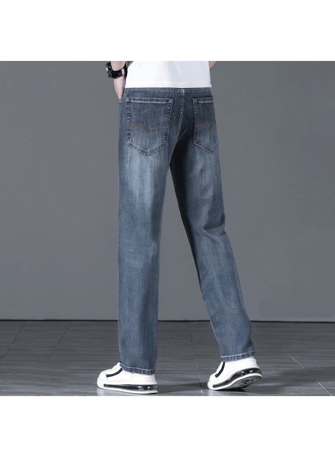 FOLUNSI men's Jeans Retro Washed Loose Wide-leg Casual Versatile Thin Straight-leg Trousers For Men - Image 4
