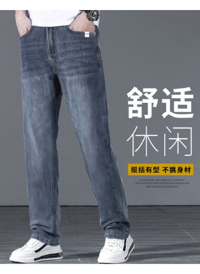 FOLUNSI men's Jeans Retro Washed Loose Wide-leg Casual Versatile Thin Straight-leg Trousers For Men - Image 1