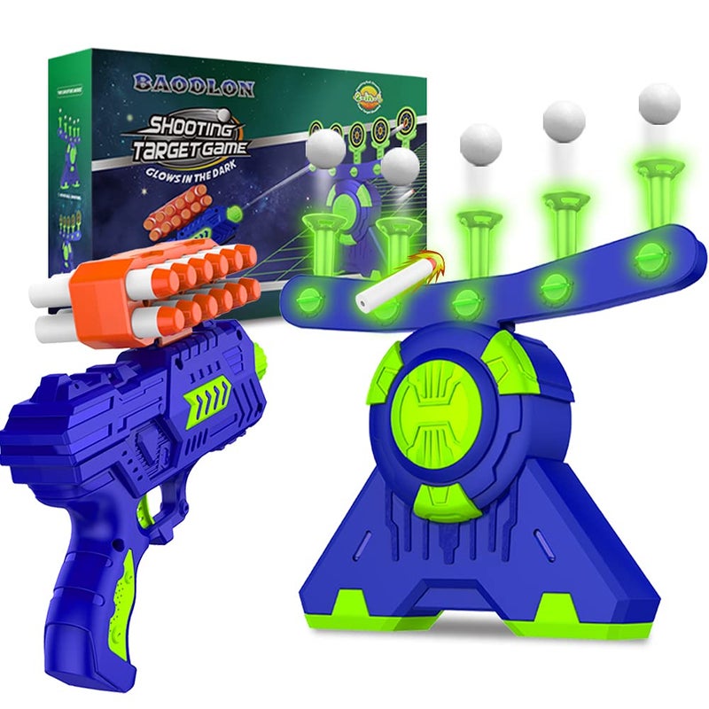 BAODLON Shooting Games Toy for Age 5 6 7 8 9 10 Years Old Kids Boys  Glow in The Dark Floating Ball Target with Foam Dart Toy Gun 10 Balls5 Targets  Ideal Gift - Image 2