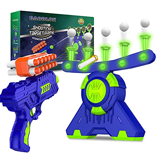 BAODLON Shooting Games Toy for Age 5 6 7 8 9 10 Years Old Kids Boys  Glow in The Dark Floating Ball Target with Foam Dart Toy Gun 10 Balls5 Targets  Ideal Gift - Image 1