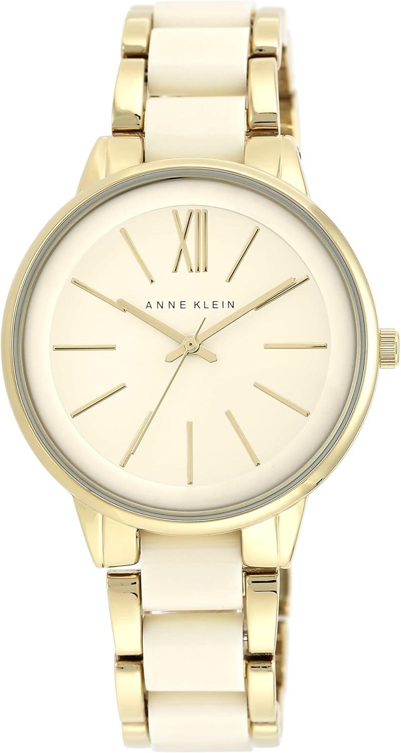 Anne Klein Women's Japanese Quartz Watch with Analog Display and Resin Strap - AK1412IVGB - Image 1