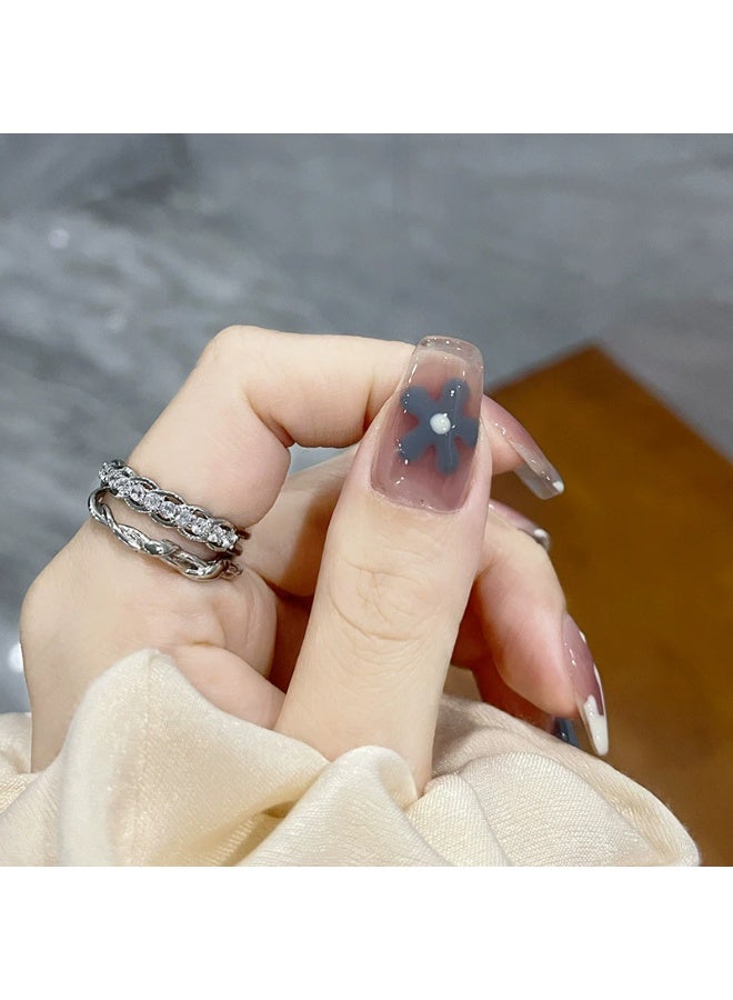 Goolsky Playful Love Heart Floral Hollow Press-on Nails for Cute Daily & Casual Date Looks - Image 3