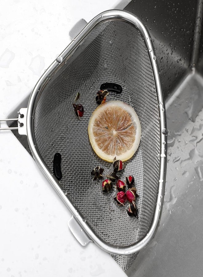 Baluue Kitchen Triangle Sink Strainer, Stainless Steel Basket with Fine Mesh, Multifunction Food Catcher Strainer for Draining, Rinsing Fruits, Vegetables and Food Waste - Image 2