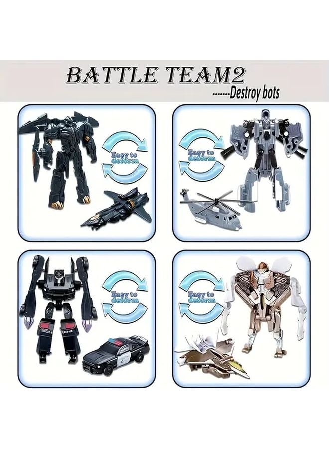 Yellow 2 in 1 Transformable Robot Car and Mecha Tank Toy Push Button Movable Arms Legs - Image 5