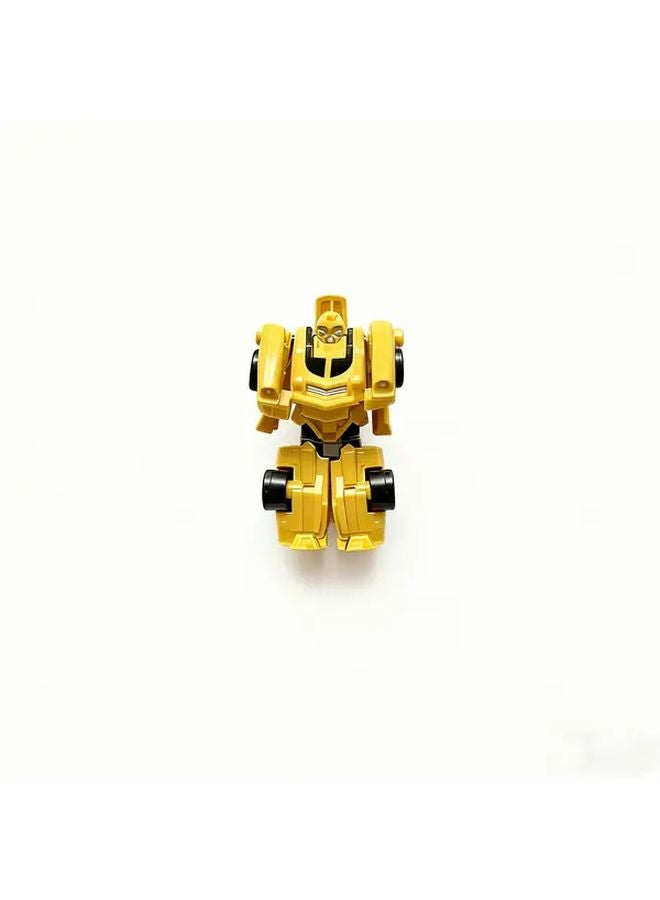 Yellow 2 in 1 Transformable Robot Car and Mecha Tank Toy Push Button Movable Arms Legs - Image 1